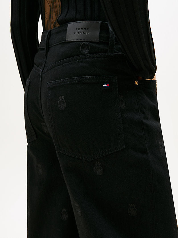 Mid Rise Barrel Leg Black Jeans