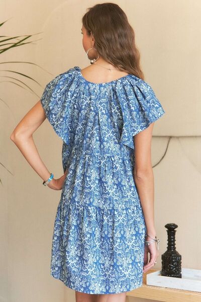 Mini-robe ADORA à col en V et manches volantées