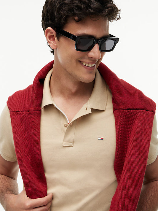 Flag Slim Fit Pique Polo Shirt