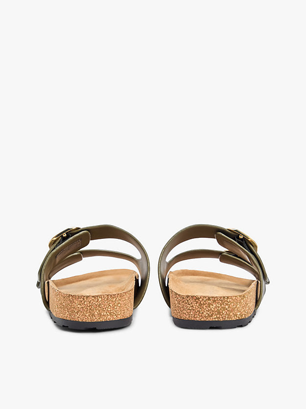 Leather Double Strap Cork Sandals