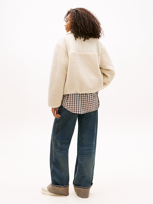 Badge Teddy Fleece Collared Jacket