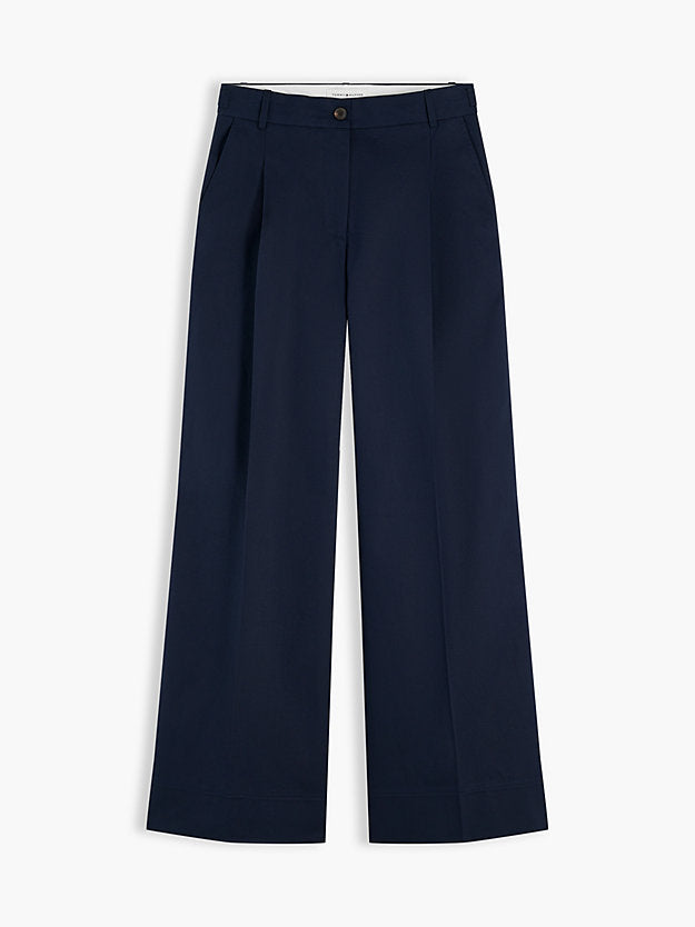 Logo Embroidery Wide Leg Chinos