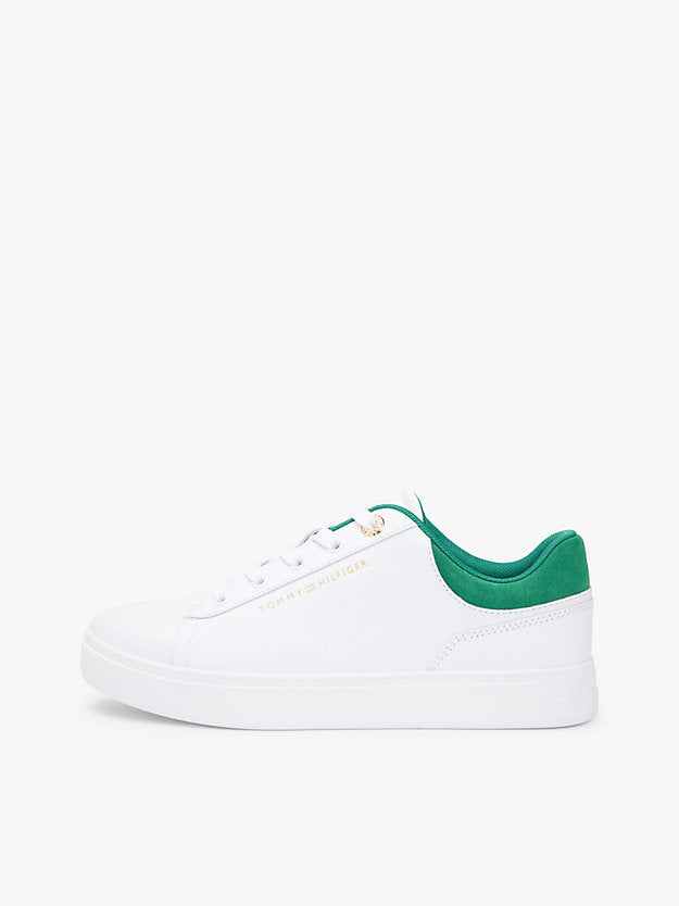Leather Embossed Logo Cupsole Trainers