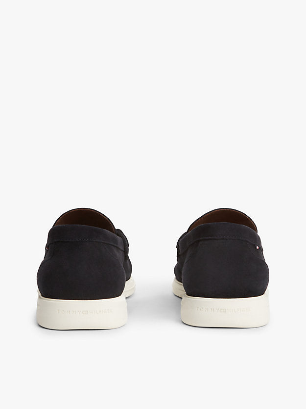 Flag Plaque Suede Loafers