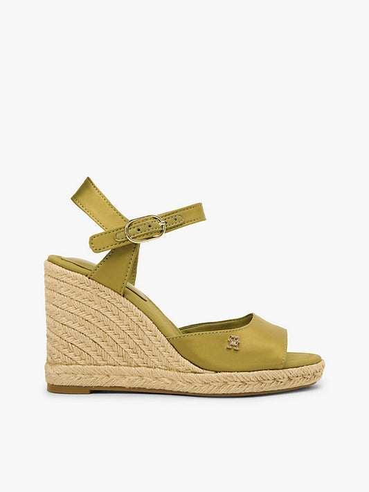 Satin Monogram Wedge Espadrilles