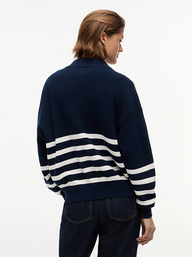 Badge Stripe Quarter-Zip Jumper