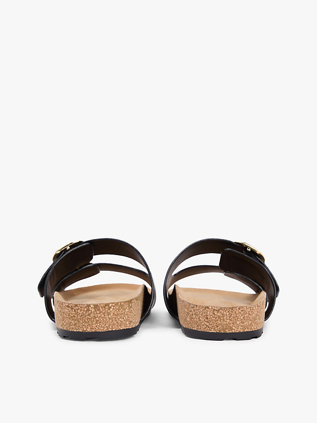 Leather Double Strap Cork Sandals