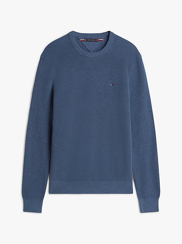 Flag Embroidery Textured Crew Neck Jumper