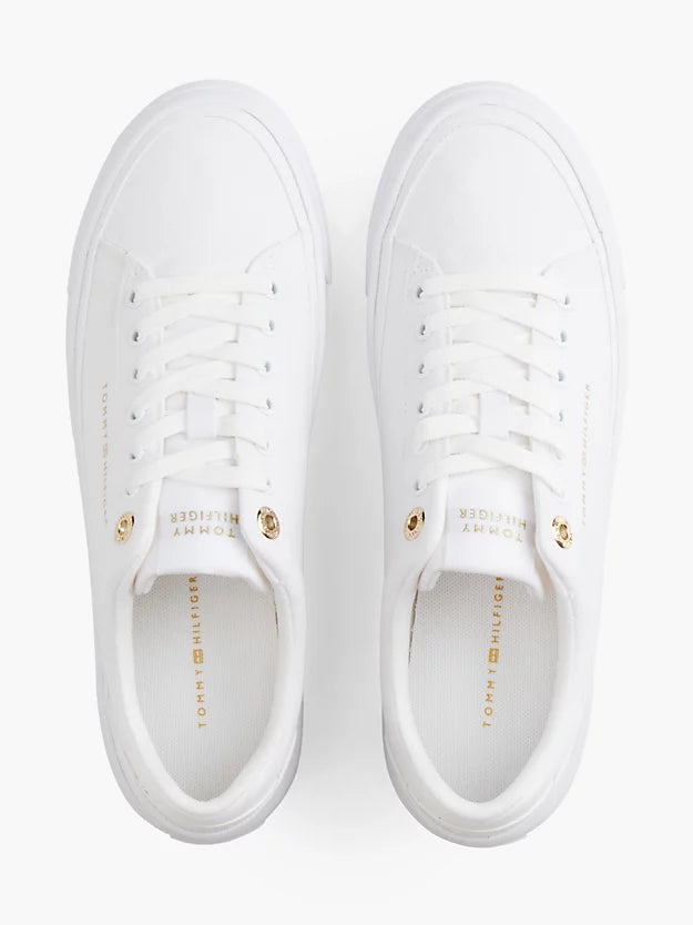 Metallic Logo Canvas Platform Trainers