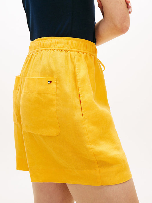 Flag Embroidery Pure Linen Shorts