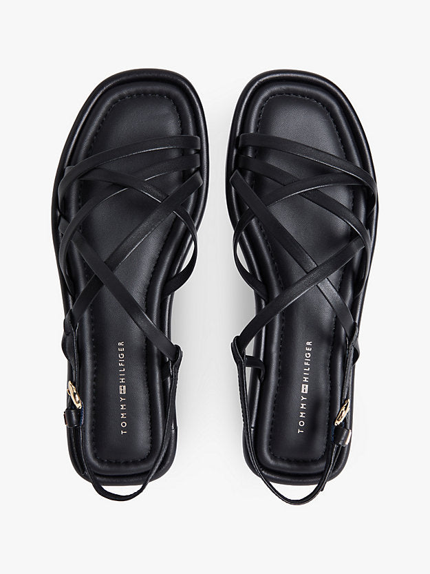 Leather Crossover Strap Flat Sandals