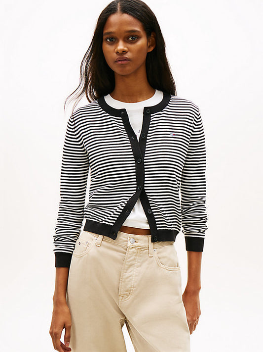 Ribbed Slim Crew Neck Cardigan