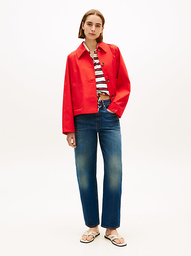 Water Repellent Collared Relaxed Short Jacket