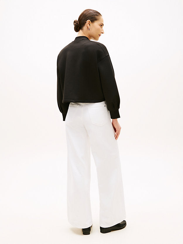 Gold-Tone Button Interlock Knit Relaxed Cardigan