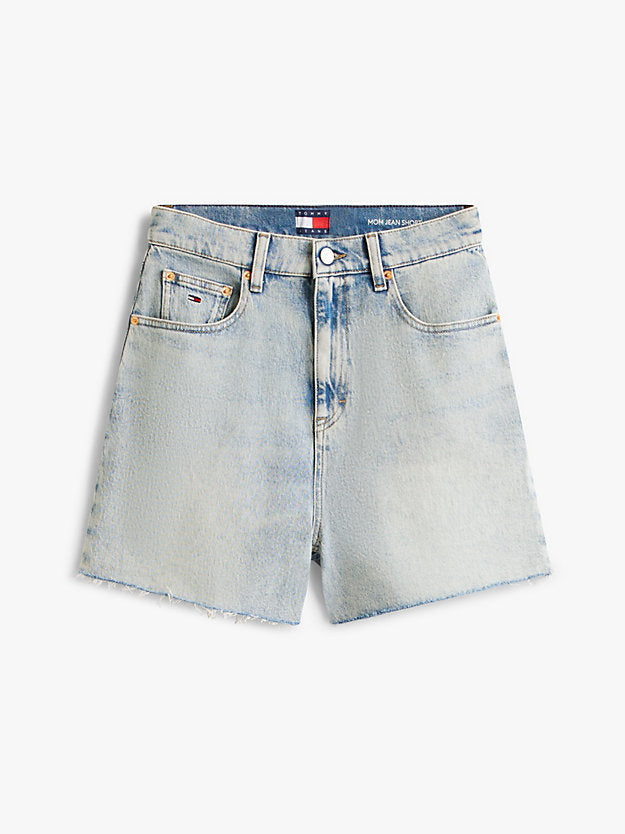 Faded Straight Leg Mom Denim Shorts