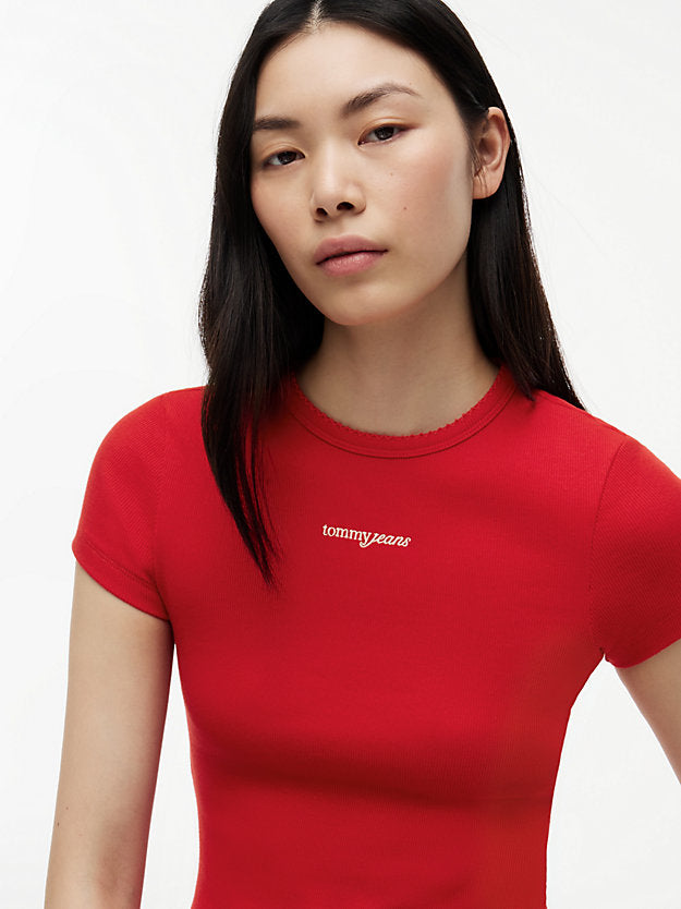 Logo Ribbed Slim T-Shirt