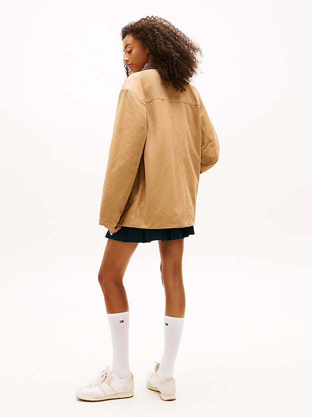 Corduroy Collar Twill Utility Jacket