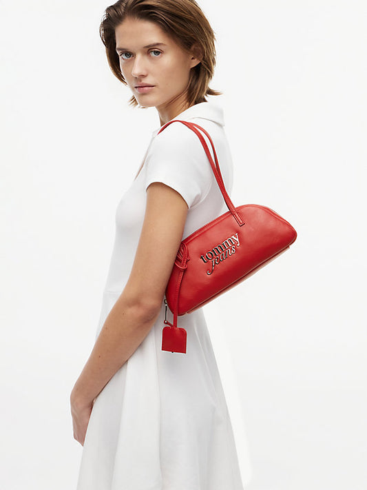 Metal Logo Charm Shoulder Bag